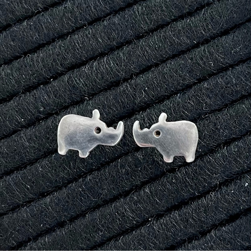 Michelle Chang Sterling Silver Rhinoceros Stud Earrings